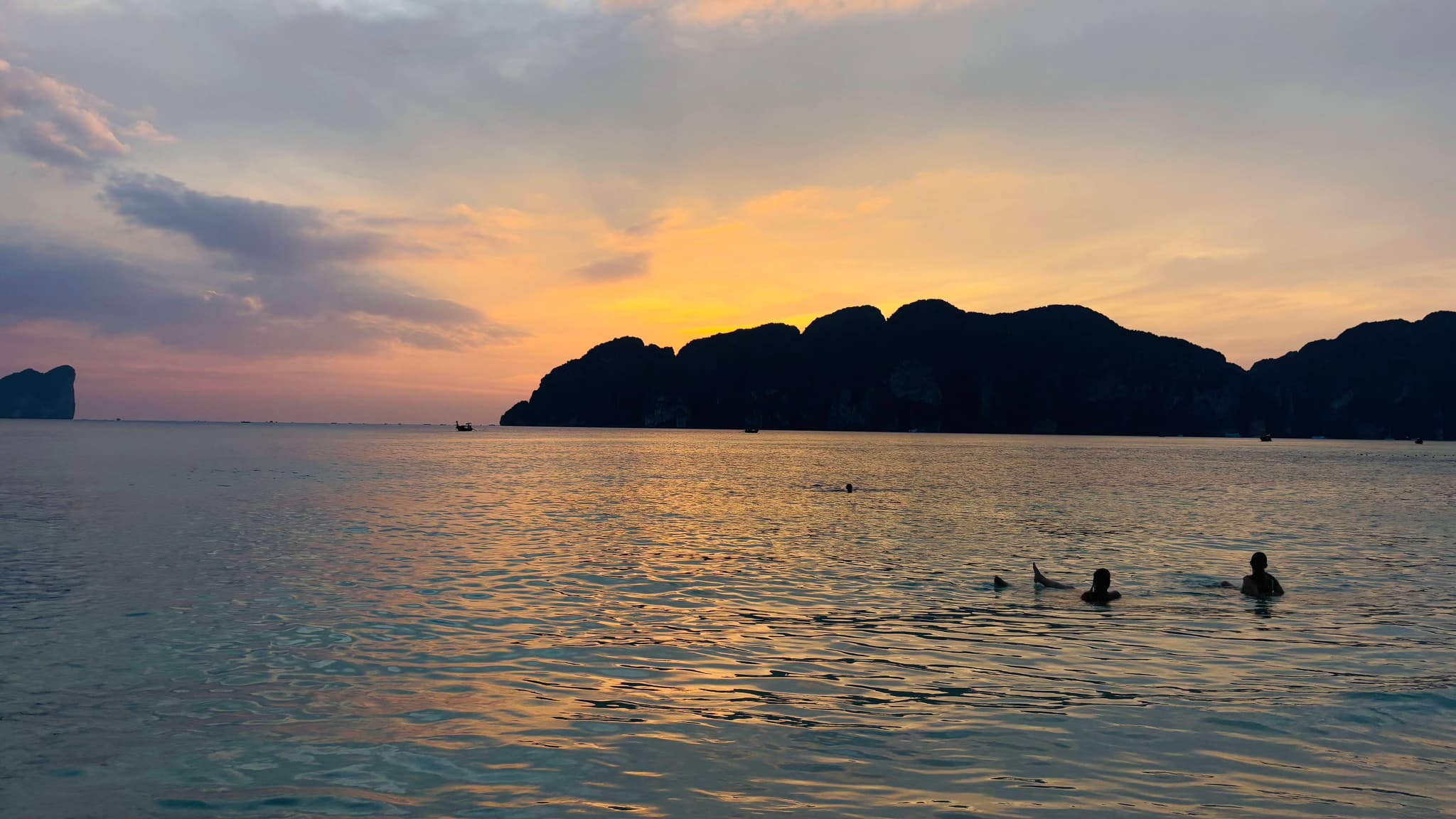 Sunset over tropical islands